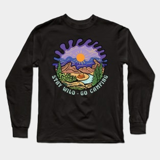 Vintage Retro Style Outdoor at Mountain Go Camping Stay Wild Long Sleeve T-Shirt